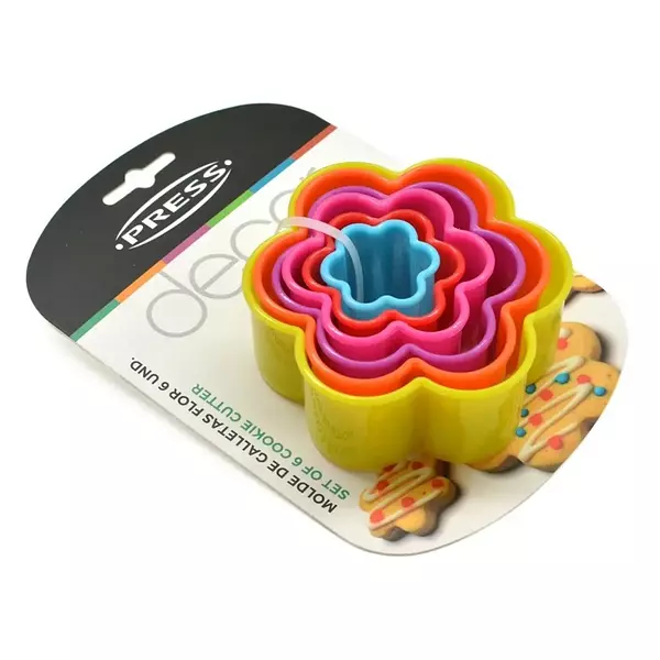 Molde Cortador Plastico De Galleta Flor X6 Un Pre