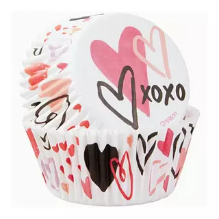 Capacillos Corazones Blanco Rojo  Wilton