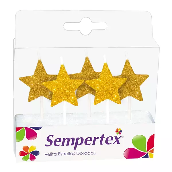 Velita Estrella Escarchada Dorada 