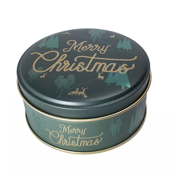 Caja Metalica Feliz Navidad Verde 116Mm X 55M