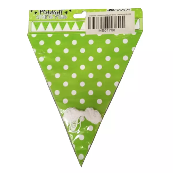 Banderin Triangulo Polka Verde Limon