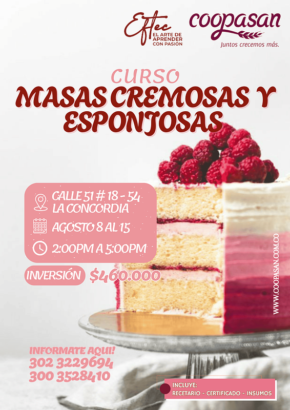 CURSO MASAS CREMOSAS BUCARAMANGA