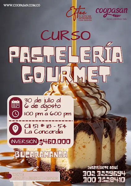 CURSO PASTELERÍA GOURMET BUCARAMANGA