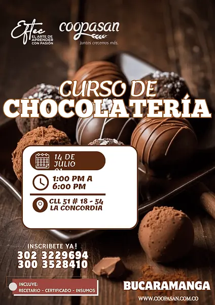 CURSO CHOCOLATERÍA BUCARAMANGA